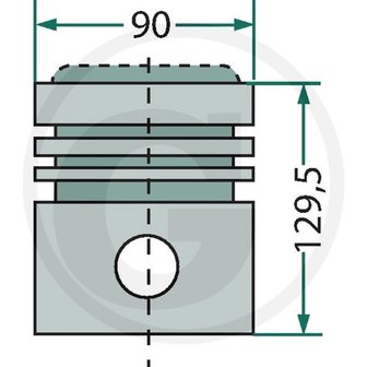 Zuiger met pen 90mm  Hanomag D14, D21 en D28